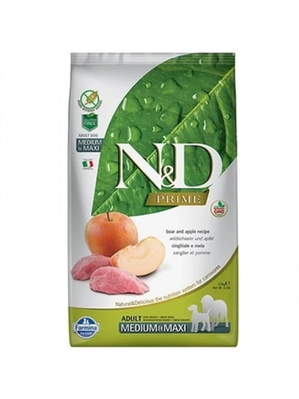N&D Prime Tahılsız Yaban Domuz & Elma Adult Med&Maxi 12 Kg Yetişkin Kuru Köpek Maması