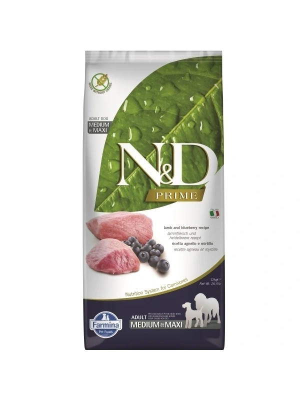N&D Tahılsız Kuzu Etli Yaban Mersinli Yetişkin Köpek Maması 12 Kg