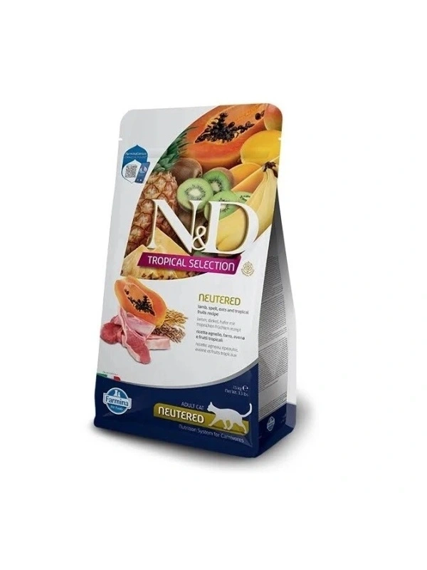 N&D Tropical Selection Kuzu Etli Ve Tropikal Meyveli Kısırlaştırılmış Kedi Maması 1,5Kg