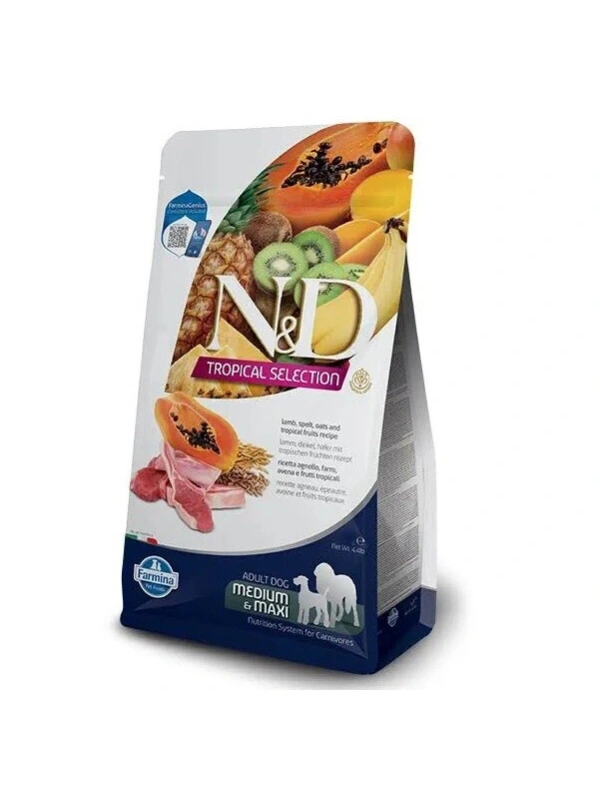 N&D Tropical Selection Kuzu Etli Ve Tropikal Meyveli Orta Ve Büyük Irk Yetişkin Köpek Maması 10Kg