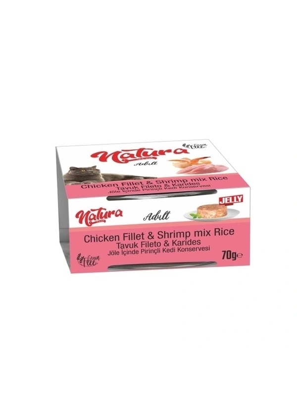 Natura Tavuk Fileto&Karides Jöle İçinde Pirinçli Kedi Konservesi 70Gr