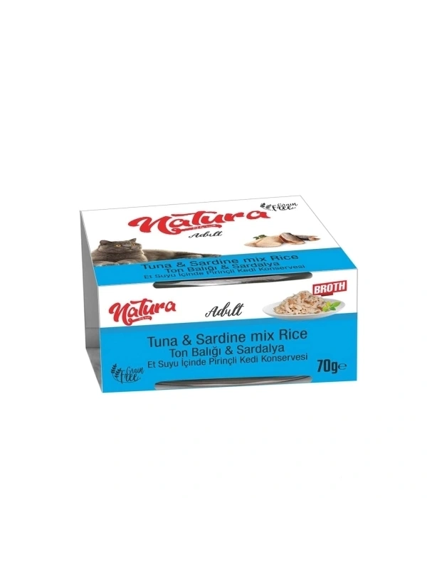 Natura Ton Balıklı Ve Sardalyalı Yetişkin Kedi Konservesi 70Gr