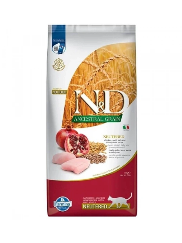 N&D Düşük Tahıllı Tavuklu ve Narlı Kısırlaştırılmış 10 kg Yetişkin Kedi Maması