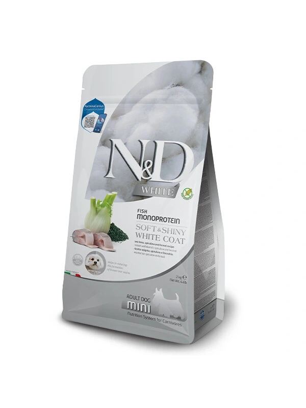 ND Whıte Dog Levrek, Pirinç, Rezene Ve Spirulina Küçük Irk Yetişkin Beyaz Köpek Maması 2 Kg