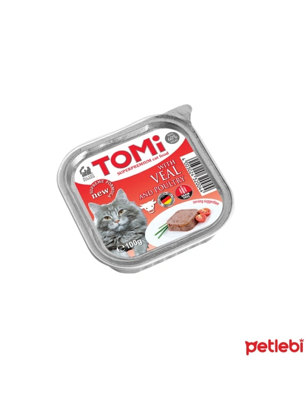 Tomi Kedi Dana Etli Ve Kümes Hayvanlı Alüminyum Yaş Mama 100Gr (Pate)