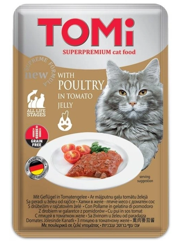 Tomi Kedi Kümes Hayvanı Ve Domates Tahılsız Pouch Mama 100Gr (Pate)