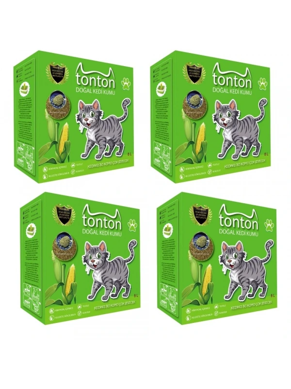 Tonton Mısır Koçanı Granülü 8 lt 4lü Kedi Kumu