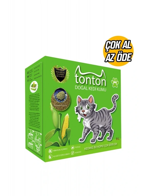 Tonton Mısır Koçanı Granülü Topaklaşan Doğal Kedi Kumu 8 Lt