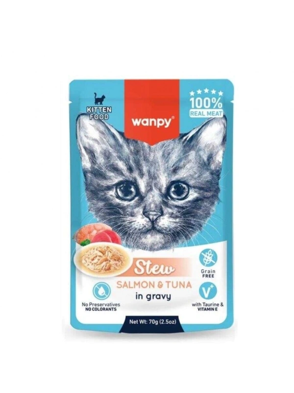 Wanpy 70G Pouch Somon&Ton Balıklı Yaş Kedi Maması