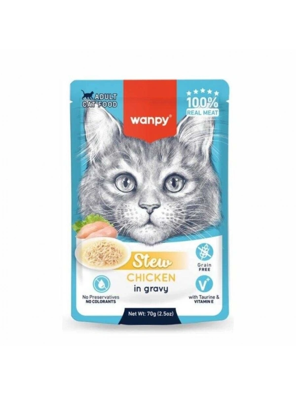 Wanpy Pouch Tavuklu Yaş Kedi Maması 70Gr