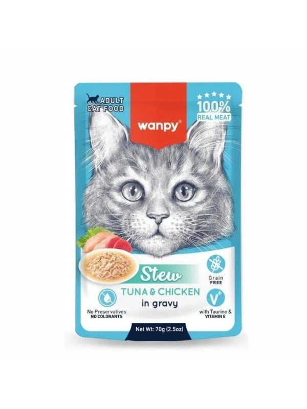Wanpy Pouch Ton Balıklı Ve Tavuklu Yaş Kedi Maması 70Gr