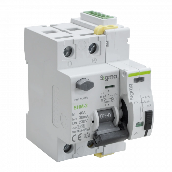 (10 Adet) Sigma 2P*40 30mA 6kA Monofaze Kaçak Akım Rölesi + SCRC03 Otomatik Yeniden Kapama Ünitesi