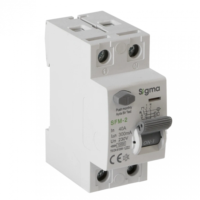 SFM 2P 40A 300mA 10kA (MONOFAZE) KACAK AKIM KOR.ŞALTERİ A TİPİ