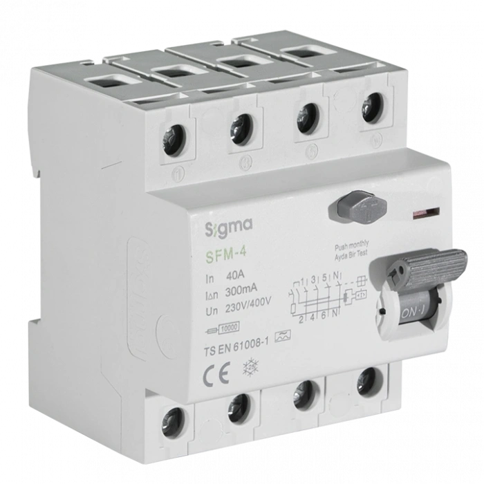 SFM 4P 40A 300mA 10kA (TRİFAZE) KACAK AKIM KORUMA ŞALTERİ A TİPİ