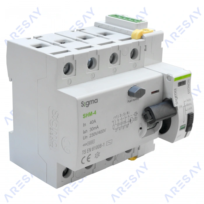 Sigma 4P*40 30mA 6kA Trifaze Kaçak Akım Rölesi + SCRC03 Otomatik Yeniden Kapama Ünitesi