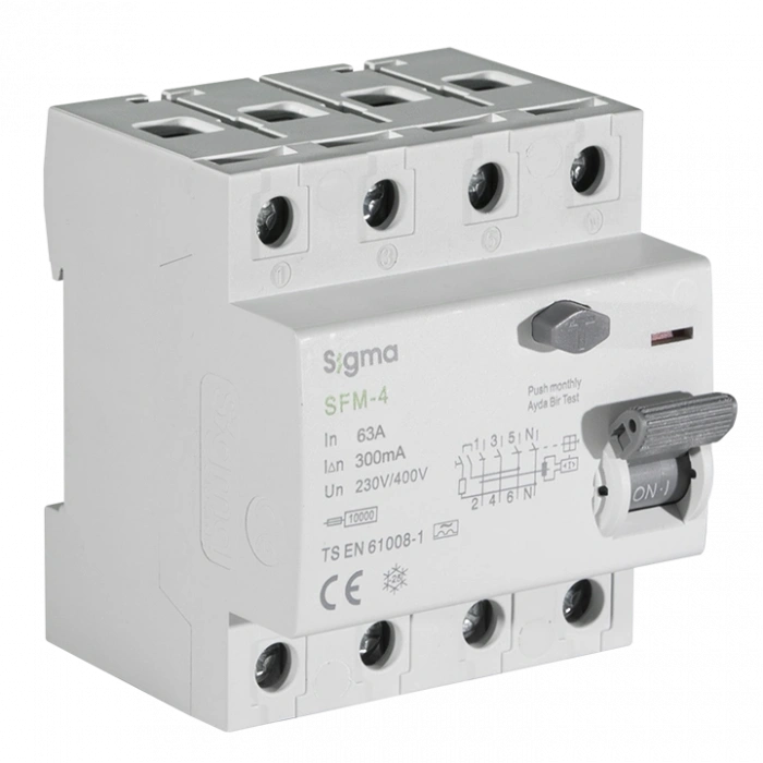 Sigma 4P*63 300mA 10kA A Tipi Trifaze Kaçak Akım Rölesi + SCRC03 Otomatik Yeniden Kapama Ünitesi