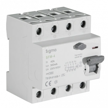 SFM 4P 40A 300mA 10kA (TRİFAZE) KACAK AKIM KORUMA ŞALTERİ A TİPİ