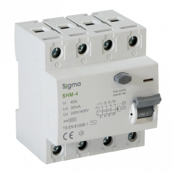 SHM 4P 40A 30mA 6 kA (TRİFAZE) KAÇAK AKIM KORUMA ŞALTERİ