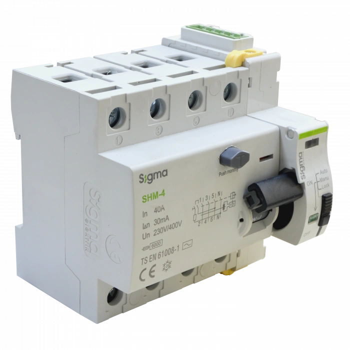 (10 Adet) Sigma 4P*40 30mA 6kA Trifaze Kaçak Akım Rölesi + SCRC03 Otomatik Yeniden Kapama Ünitesi