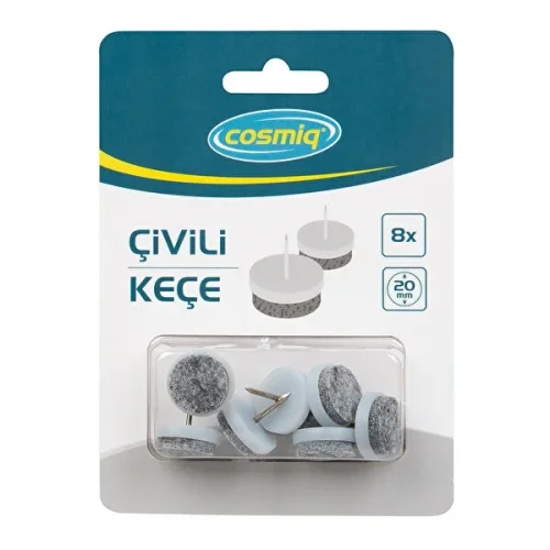 COSMİG ÇİVİLİ MOBİLYA KEÇESİ 20 MM BEYAZ 8Lİ