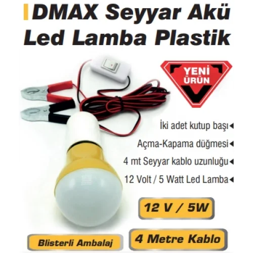 REAL ÖZS ÖZS-1857 ( SEYYAR & LED LAMBA ) ( AKÜ TAKVİYE KABLOLU= 4MT ) ( 5W )