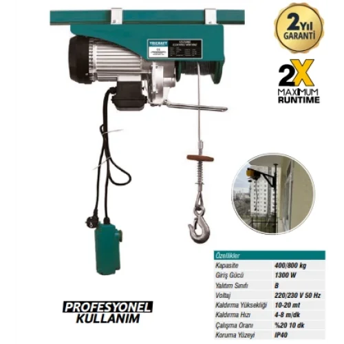 MEŞEM ELEKTRİKLİ MİNİ VİNÇ 400/800 KG 937