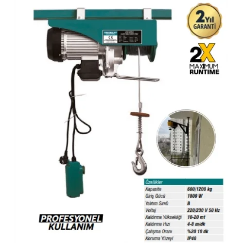 MEŞEM ELEKTRİKLİ MİNİ VİNÇ 600/1200 KG 936