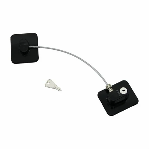 KINETEX KTX-3331 ( SİYAH PLAKA ) ( HALATLI ) EMNİYET KİLİT ( 5X6CM YAPIŞKANLI MONTAJ=2PCS PLAKA ) ( HALAT=18.8CM )*300