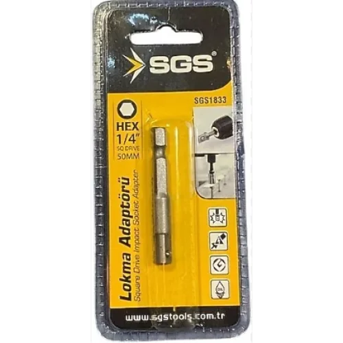 SGS LOKMA ADAPTÖRÜ 1/4 50MM (HEX PLUS) SGS1833