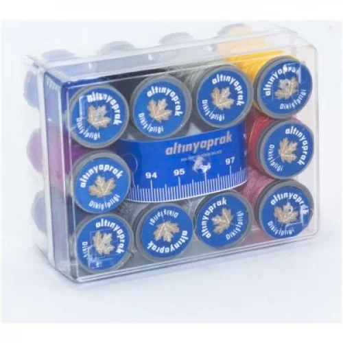 ALTINYAPRAK ( KARE SET & 10 RENK ) DİKİŞ İPLİK MAKARA MEZURALI*10X25