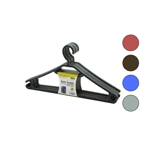 ANZ PLASTİK EKO YILDIZ ( 6PCS ) RENKLİ ESNEK PLASTİK ELBİSE ASKISI*20=K