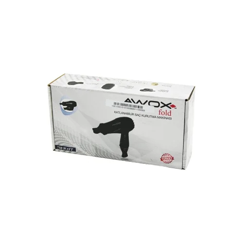AWOX FOLD ( SİYAH ) ( SEYAHAT TİPİ ) ( KATLANABİLİR ) SAÇ KURUTMA & FÖN MAKİNESİ ( + DAR ŞEKİLLENDİRİCİ BAŞLIK ) ( 750W )*30