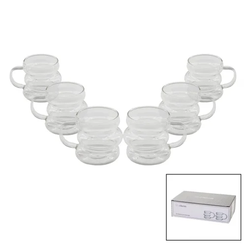 BAROTTİ DMR-8601 ( 6PCS ) ( 3 BOĞUMLU & ŞERİTLİ ) KAHVE YANI ( CAM ) BARDAK*40=K