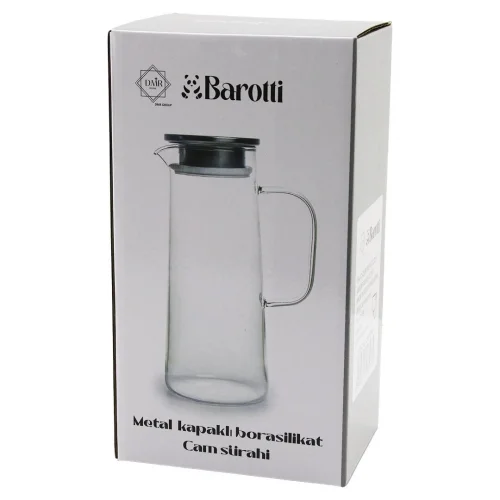BAROTTİ DMR-8765 ( DAR TABAN & UZUN=1450ML ) (METAL KAPAK& SİLİKON CONTA) ( CAM ) (BOROSİLİKAT= ISIYA DAYANIKLI) SÜRAHİ*12=K