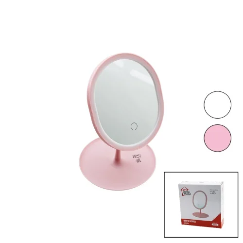 BAROTTİ DMR-9050 (LEDLİ & USB ŞARJLI) (YUVARLAK) (7 & 17.5CM ) MAKYAJ AYNASI (90°AYARLI) (TAKILIKLI AYAK)(RENKLİ PLS.)*60