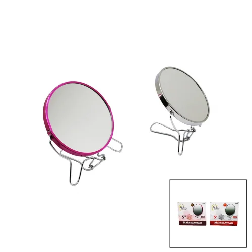 BELLA HOUSE K-4504 K-0902 ( 5 ) ( YUVARLAK ) METAL ÇERÇEVE & AYAKLI ( ÇİFT YÖNLÜ & BÜYÜTEÇLİ ) MAKYAJ AYNASI*12X10