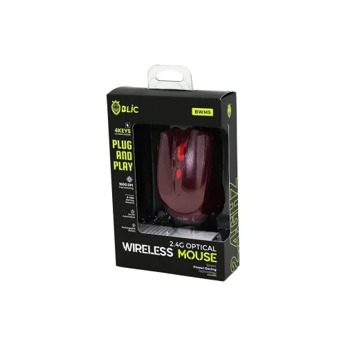 BLİC BWM-5 ( BORDO ) KABLOSUZ MOUSE ( 2.4G ) ( 8-10M DİSTANCE ) ( WİRELESS & KABLOSUZ ) (1600DPI) ( OYUN FARE )*100