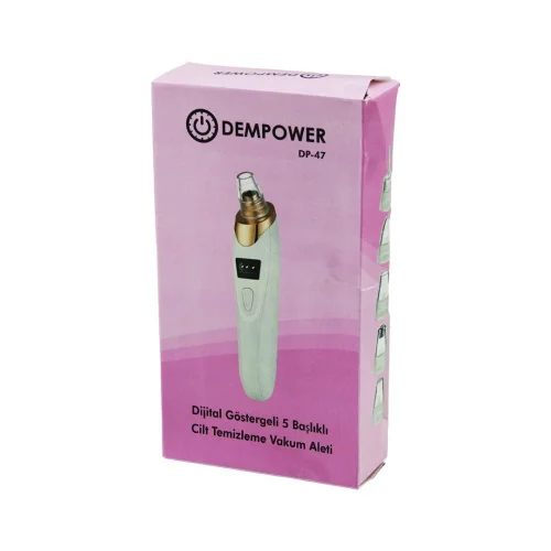 DEMPOWER DP-47 CİLT BAKIM ALETİ (VAKUM) (AKNE& GÖZENEK& SİYAH NOKTA TEMİZLEME) (USB ŞARJ & 5BAŞLIK) (DİJİTAL G.& 3KADEME HIZ)*100