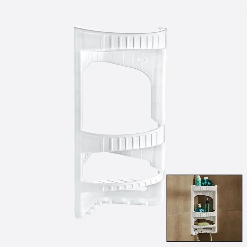 DÜNYA 09166-101 ( BEYAZ ) PLASTİK KÖŞE ŞAMPUANLIK ( 3 KATLI & ASKILI )*12=K