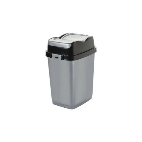 DÜNYA-09711-400&401 ( SİYAH & GRİ ) EASY ( 5LT ) ( ÇİFT KAPAKLI ) ÇÖP KOVASI PLASTİK ( 149X185X266MM )*36=K