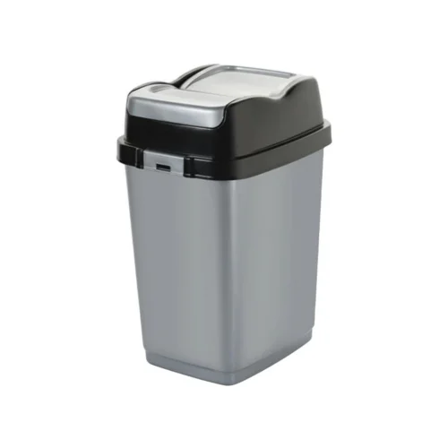 DÜNYA-09713-400&410 ( SİYAH & GRİ ) EASY ( 18LT ) ( ÇİFT KAPAKLI ) ÇÖP KOVASI PLASTİK ( 234X296X425MM )*12=K