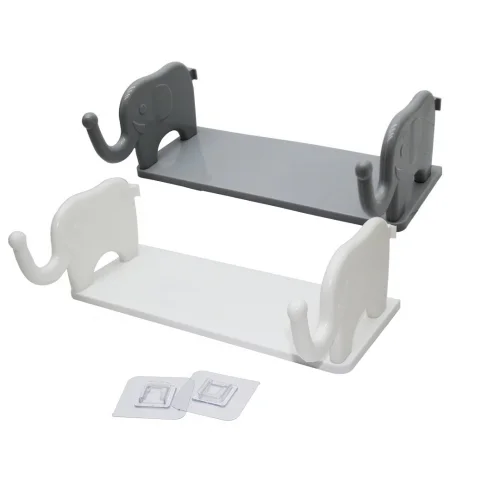 ENFA ENF-716 ( BEYAZ & GRİ ) ( 12X31CM ) ( FİLLİ ) TUTACAKLI  PLASTİK ETEJER ( YAPIŞKANLI ) (ETAJER)*120