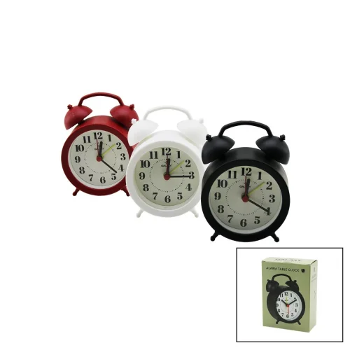 GALAXY MS-300 MASA ÇALAR SAAT ( PİLLİ ) ( RENKLİ PLASTİK ) ( KLASİK KULAKLI MODEL ) ( ÇAP: 8.5CM ) ( SESSİZ AKAR SANİYE )*60