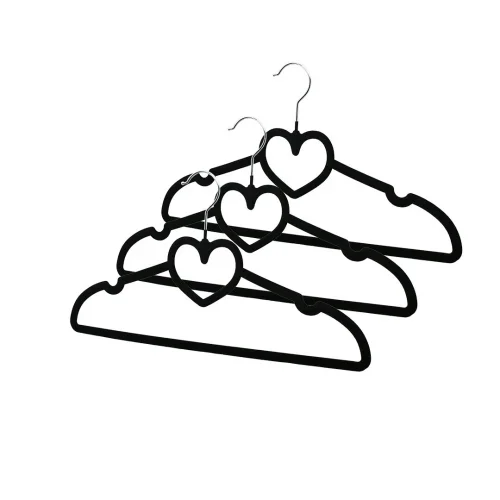 İBİCO DMR-8159 ( 3PCS ) ( SİYAH KADİFE KAPLI & KALPLİ ) PLASTİK ASKI ( METAL UÇLU )*80