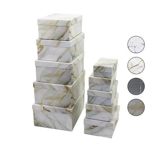 İBİCO İ12-098 ( 10PCS ) ( D.DÖRTGEN ) ( MİX MERMER DESEN ) KARTON HEDİYE KUTUSU ( 34X26--------18.8X12.7 )*4=K