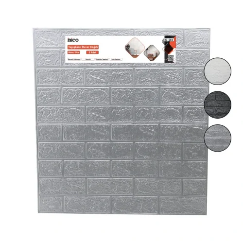 İBİCO İ13-084 ( 2PCS ) ( 70X77CM ) ( KABARTMA & KÖPÜK PANEL ) ( TUĞLA DESEN ) ( SİYAH & GRİ ) YAPIŞKANLI DUVAR KAĞIT*60=K