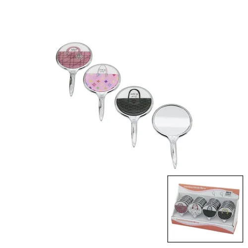 İBİCO İ15-037 ( YUVARLAK ) ( ÇANTA DESENLİ ) ( SAPLI ) ( CEP & ÇANTA ) MAKYAJ AYNASI ( TEK TARAFLI )*24X16