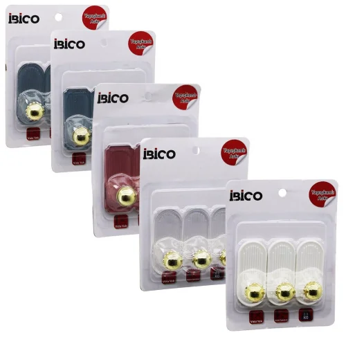 İBİCO İ17-021 ( 3PCS TEKLİ = GOLD & TOP UCLU ) YAPIŞKANLI PLS.ASKI ( MİKA KRİSTAL ŞEFFAF RENKLİ TABAN ) ( 2KG.TAŞIMA )*12X14