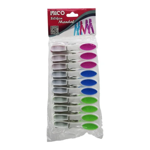 İBİCO İ21-037 ( 10PCS ) ( RENKLİ SİLİKON AĞIZ & BAS-AÇ ) ( BEYAZ PLASTİK ) MANDAL*12X12
