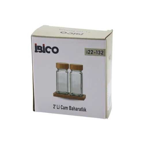 İBİCO İ22-132 ( 2PCS ) ( BAMBU KAPAKLI ) ( CAM ) TUZLUK & BİBERLİK & BAHARATLIK ( 120ML )*48